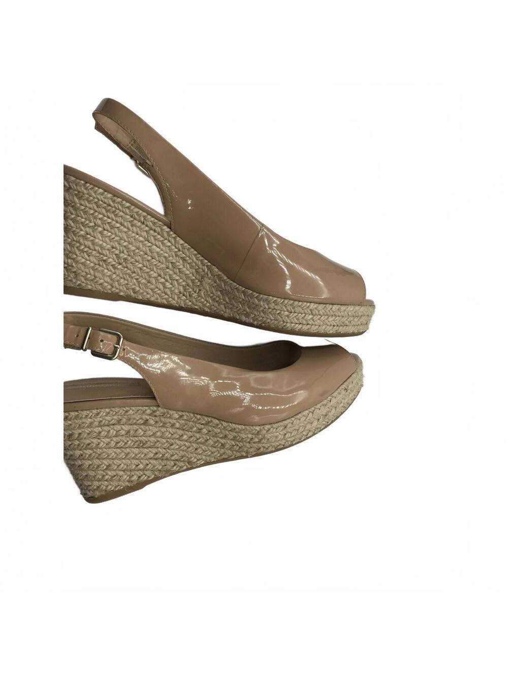 Antonio Melani Nude Patent Leather Wedge Sandals Womens Size 9 - Picture 5 of 9